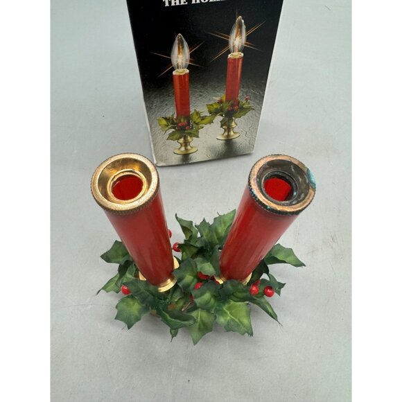 Holiday Battery-Operated Red Welcome Candles Brass Base NOT TESTED READ - Picture 7 of 10